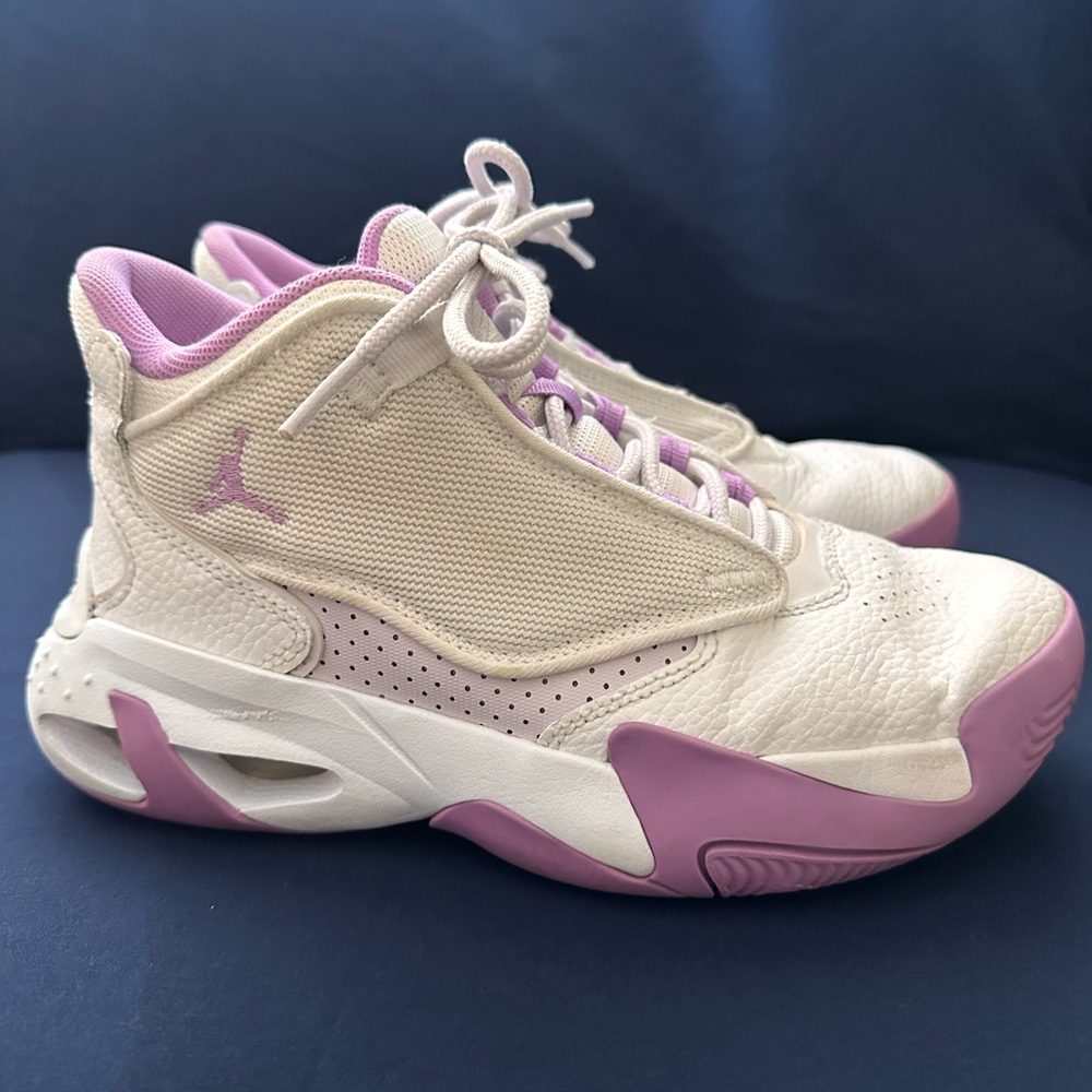 Jordan Kids' White and Purple Sneakers